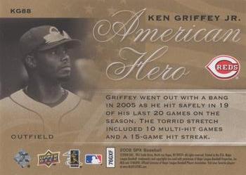 2008 SPx - Ken Griffey Jr. American Hero #KG88 Ken Griffey Jr. Back