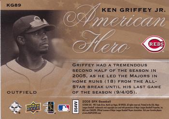 2008 SPx - Ken Griffey Jr. American Hero #KG89 Ken Griffey Jr. Back