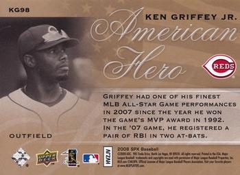 2008 SPx - Ken Griffey Jr. American Hero #KG98 Ken Griffey Jr. Back
