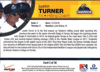 2013 Brandt Verizon Trenton Thunder #3 Justin Turner Back