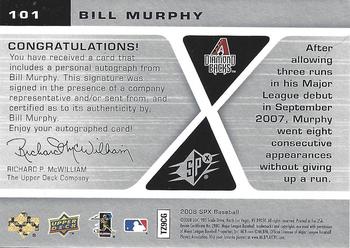 2008 SPx - Rookie Signatures Silver #101 Bill Murphy Back