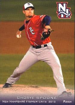 2013 Grandstand New Hampshire Fisher Cats #25 Chorye Spoone Front