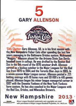 2013 Grandstand New Hampshire Fisher Cats #2 Gary Allenson Back