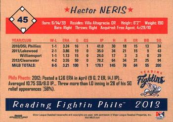 2013 Grandstand Reading Fightin Phils #NNO Hector Neris Back