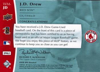 2008 SPx - Winning Materials Baseball 99 #WM-JD J.D. Drew Back