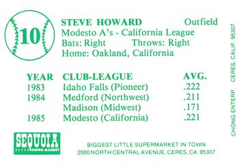 1986 Chong Modesto A's #10 Steve Howard Back