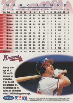 1996 Fleer Atlanta Braves #9 Mark Lemke Back