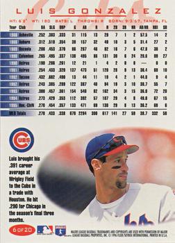 1996 Fleer Chicago Cubs #6 Luis Gonzalez Back