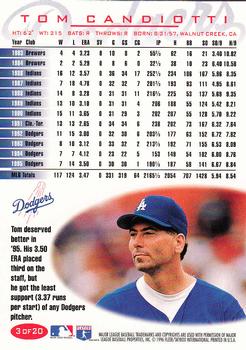 1996 Fleer Los Angeles Dodgers #3 Tom Candiotti Back