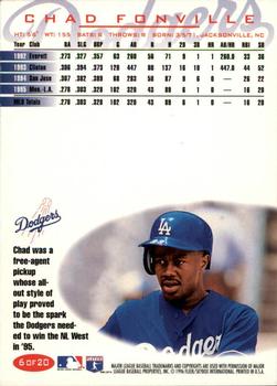 1996 Fleer Los Angeles Dodgers #6 Chad Fonville Back