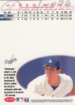 1996 Fleer Los Angeles Dodgers #13 Hideo Nomo Back