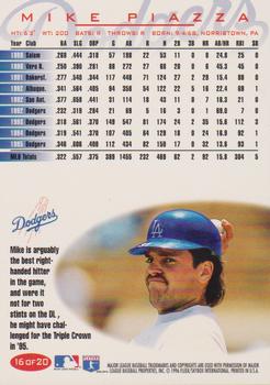 1996 Fleer Los Angeles Dodgers #16 Mike Piazza Back