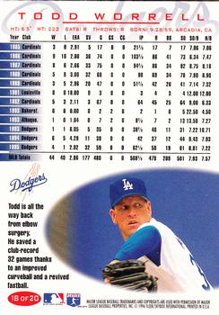 1996 Fleer Los Angeles Dodgers #18 Todd Worrell Back