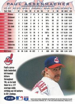 1996 Fleer Cleveland Indians #2 Paul Assenmacher Back