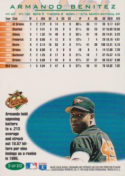 1996 Fleer Baltimore Orioles #3 Armando Benitez Back