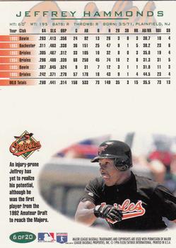 1996 Fleer Baltimore Orioles #6 Jeffrey Hammonds Back