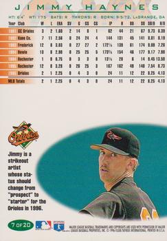 1996 Fleer Baltimore Orioles #7 Jimmy Haynes Back