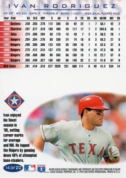 1996 Fleer Texas Rangers #14 Ivan Rodriguez Back