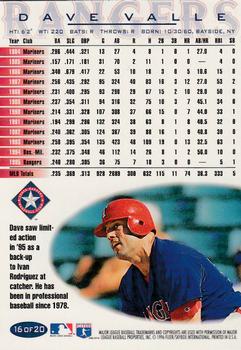 1996 Fleer Texas Rangers #16 Dave Valle Back