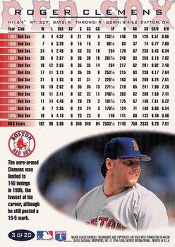 1996 Fleer Boston Red Sox #3 Roger Clemens Back