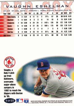 1996 Fleer Boston Red Sox #5 Vaughn Eshelman Back