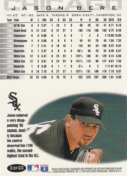 1996 Fleer Chicago White Sox #3 Jason Bere Back