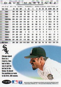 1996 Fleer Chicago White Sox #11 Dave Martinez Back