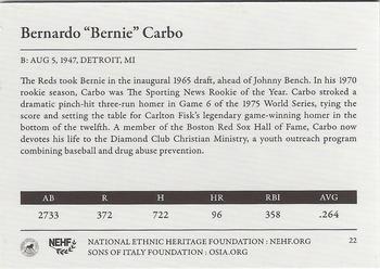 2010 NEHF Sons of Italy #22 Bernie Carbo Back