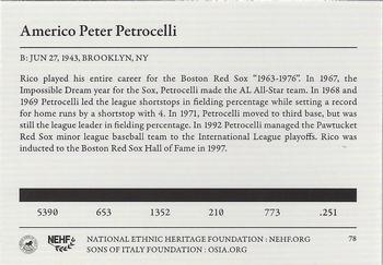 2010 NEHF Sons of Italy #78 Rico Petrocelli Back