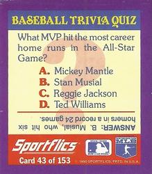 1990 Sportflics - Magic Motion Trivia Cards #43 Most Valuable Players Back