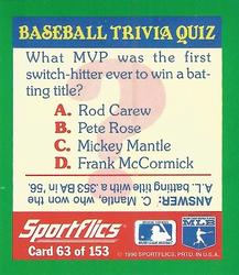 1990 Sportflics - Magic Motion Trivia Cards #63 Most Valuable Players Back