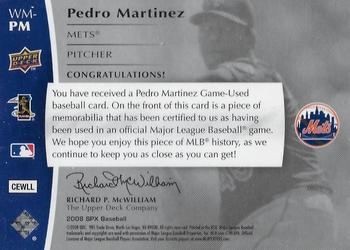 2008 SPx - Winning Materials Dual Limited Patch SPx #WM-PM Pedro Martinez Back