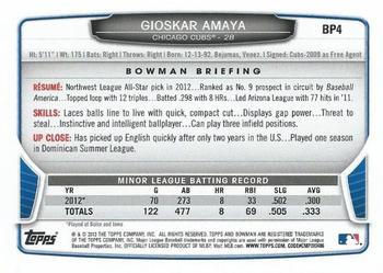 2013 Bowman - Prospects Hometown #BP4 Gioskar Amaya Back