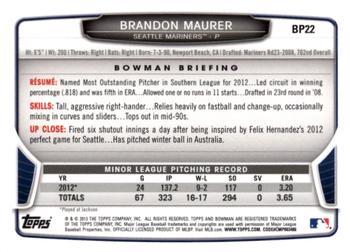 2013 Bowman - Prospects Hometown #BP22 Brandon Maurer Back