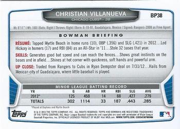2013 Bowman - Prospects Hometown #BP38 Christian Villanueva Back