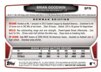 2013 Bowman - Prospects Hometown #BP76 Brian Goodwin Back