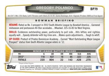 2013 Bowman - Prospects Hometown #BP79 Gregory Polanco Back