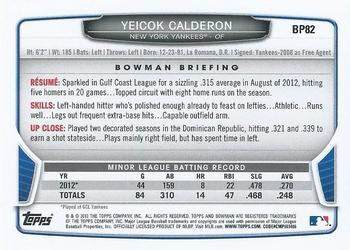 2013 Bowman - Prospects Hometown #BP82 Yeicok Calderon Back