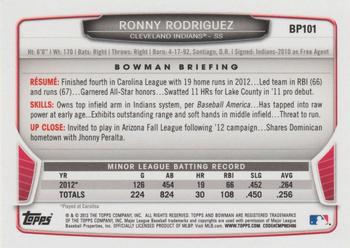 2013 Bowman - Prospects Hometown #BP101 Ronny Rodriguez Back