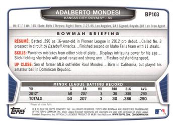 2013 Bowman - Prospects Hometown #BP103 Adalberto Mondesi Back
