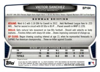 2013 Bowman - Prospects Hometown #BP104 Victor Sanchez Back