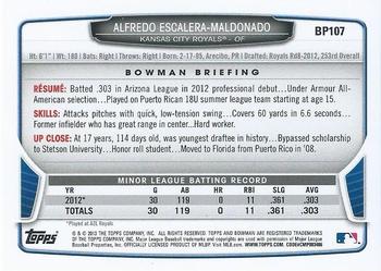 2013 Bowman - Prospects Hometown #BP107 Alfredo Escalera-Maldonado Back