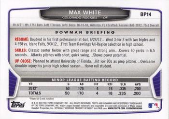 2013 Bowman - Prospects Hometown #BP14 Max White Back