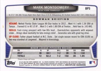 2013 Bowman - Prospects Purple #BP3 Mark Montgomery Back