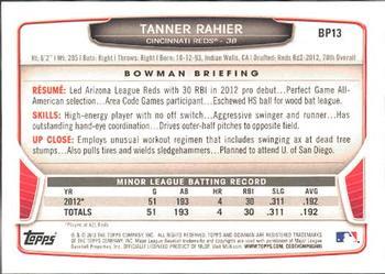 2013 Bowman - Prospects Purple #BP13 Tanner Rahier Back