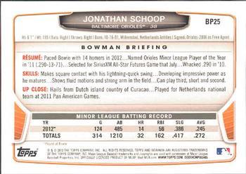 2013 Bowman - Prospects Purple #BP25 Jonathan Schoop Back