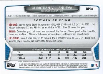 2013 Bowman - Prospects Purple #BP38 Christian Villanueva Back