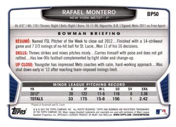 2013 Bowman - Prospects Purple #BP50 Rafael Montero Back