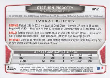 2013 Bowman - Prospects Purple #BP52 Stephen Piscotty Back
