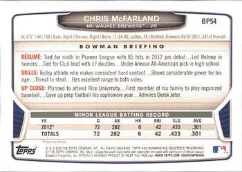 2013 Bowman - Prospects Purple #BP54 Chris McFarland Back